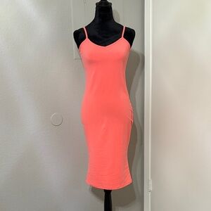 Coral Sleeveless Midi Dress